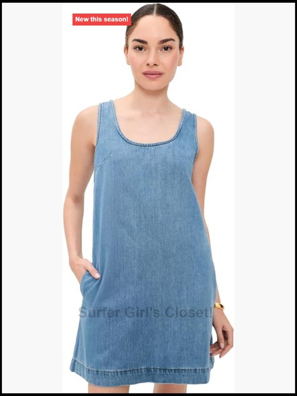 Women's Square Neck Sleeveless Mini Dress Cotton Tencel Casual - Picture 1 of 6
